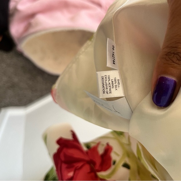 Ann Taylor floral midi dress with ruffle hem, lined, and spaghetti tie straps - Picture 7 of 7